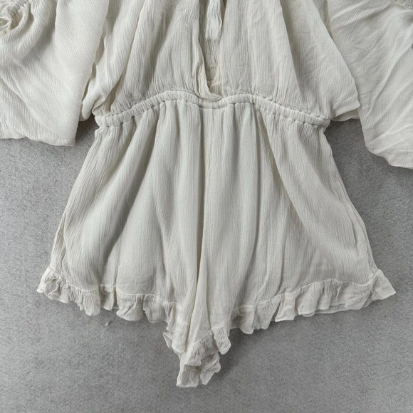 Lovers +‎ Friends Womens SMALL Romper Ruffle Open Back Slouchy Gauze Ruffle Boho - Picture 11 of 15